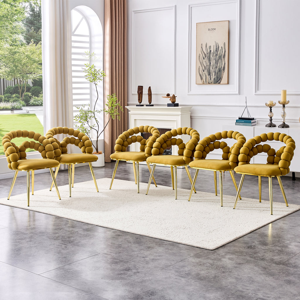 Set of 4 Bubble Velvet Accent Chairs — Luxury Dining