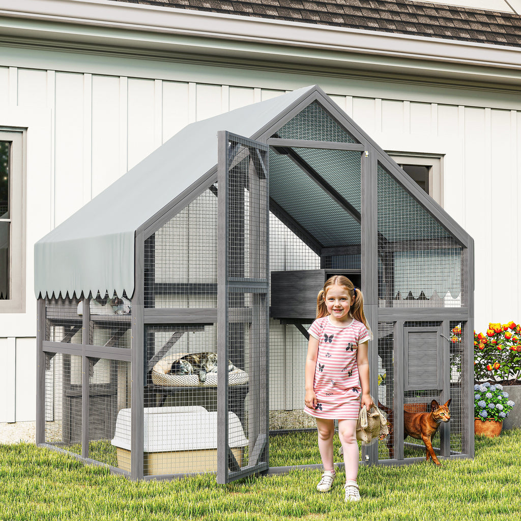 Large Outdoor Cat Enclosure — 2 Platforms & Tunnel
