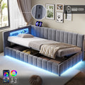 3ft Velvet Hydraulic Storage Bed With RGB LED Lighting