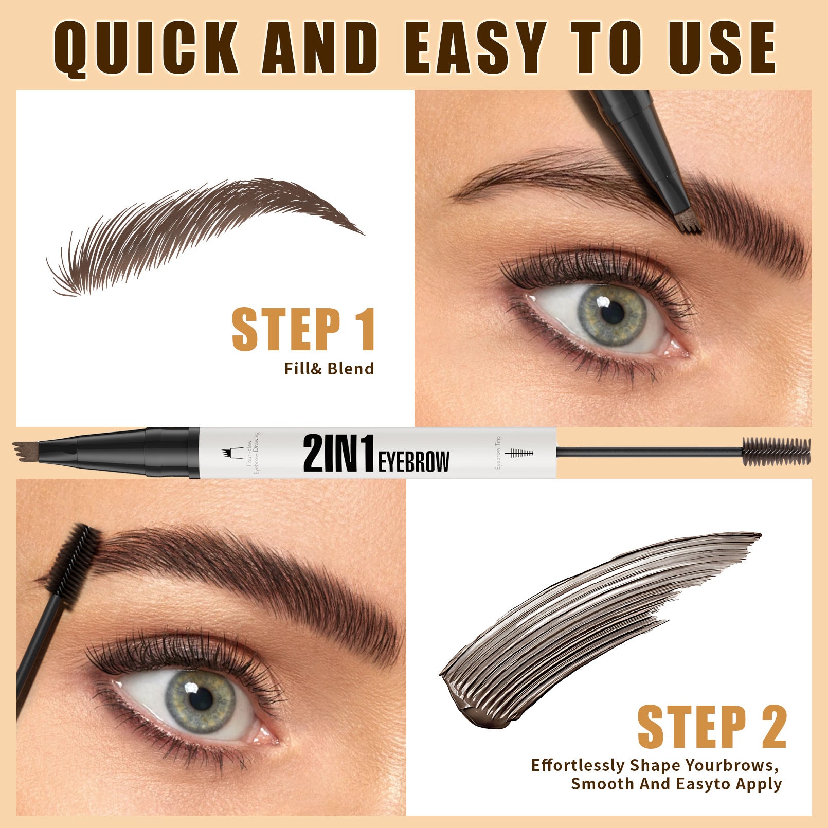 Two-in-one Waterproof Sweat-resistant Not Smudge Multi-color Eyebrow Cream