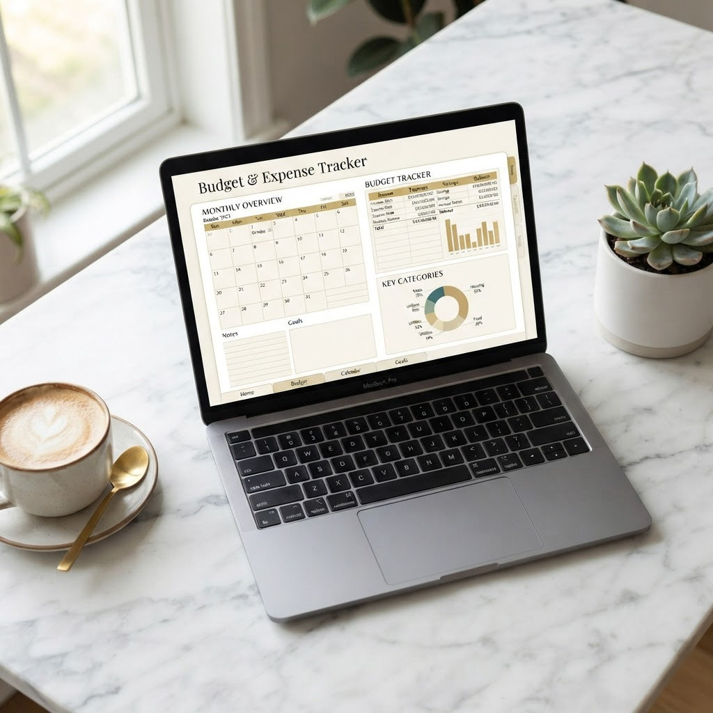 Digital preview of Budget & Expense Tracker - Digital Download on device