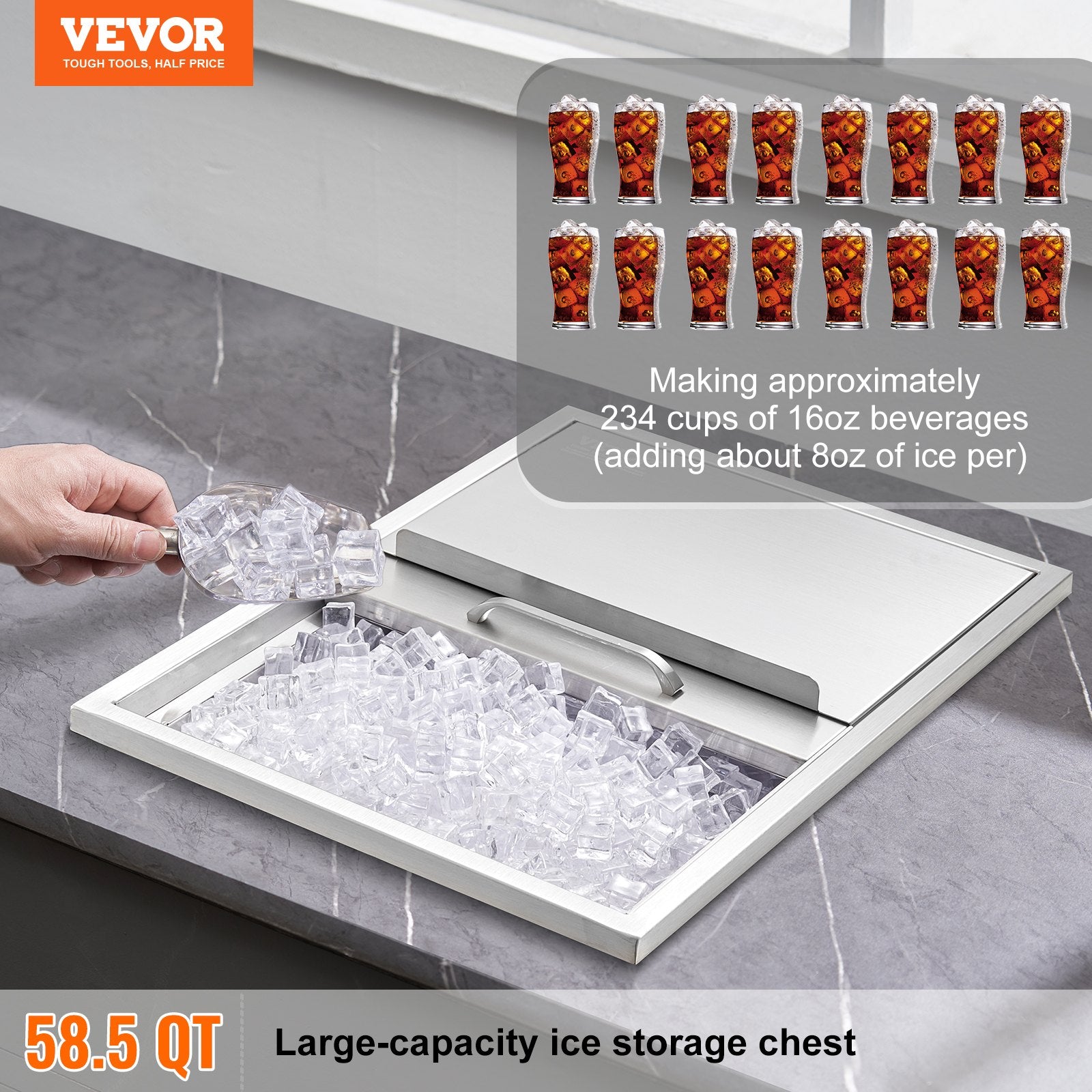 Drop-In Stainless Steel Ice Chest 61cm — Outdoor Bar