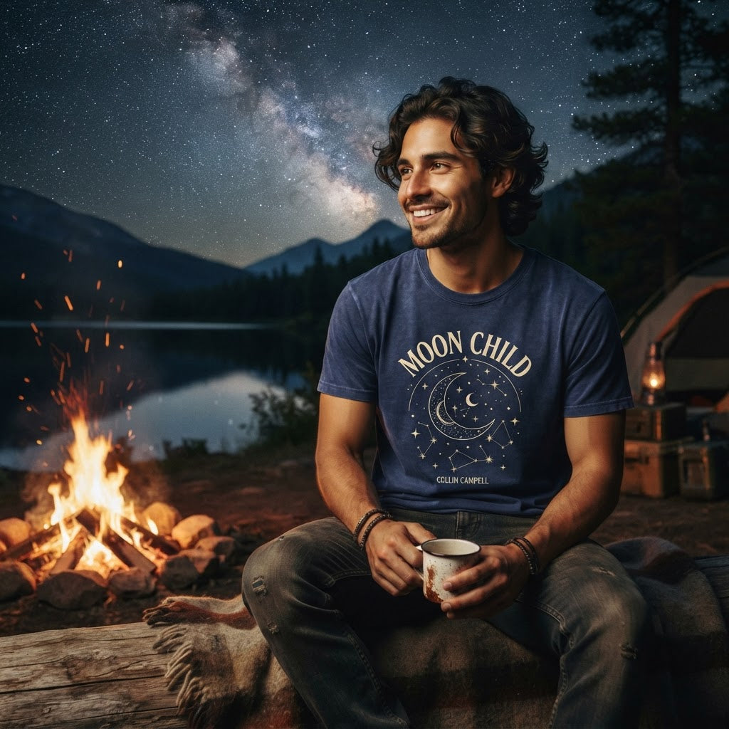 Moon Child Celestial Tee — Premium Garment-Dyed T-Shirt | COLLIN CAMPELL product image