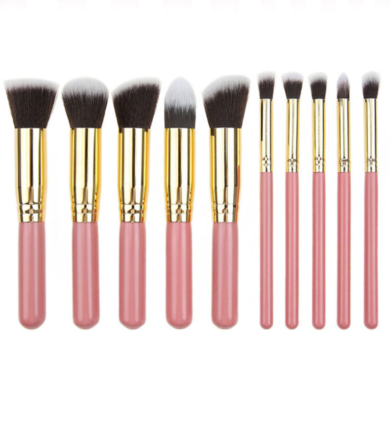 10-piece Black-Silver-Black-Gold Makeup Brush Set 5 Large 5 Small