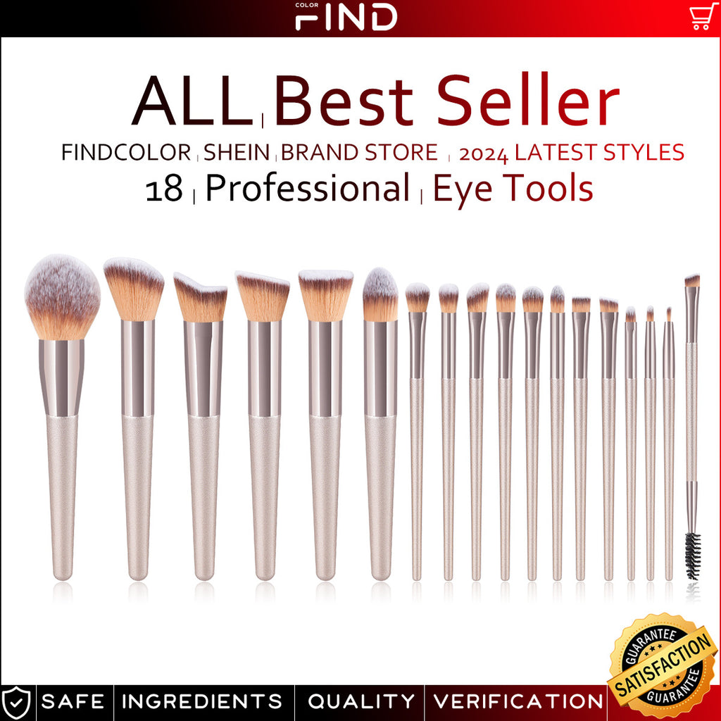 20-Piece Champagne-Colored Makeup Brush Set