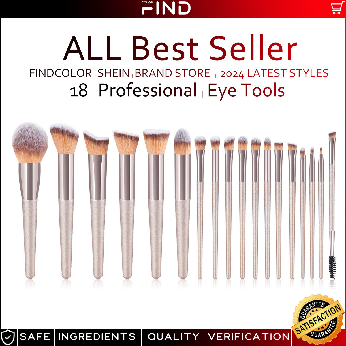 20-Piece Champagne-Colored Makeup Brush Set