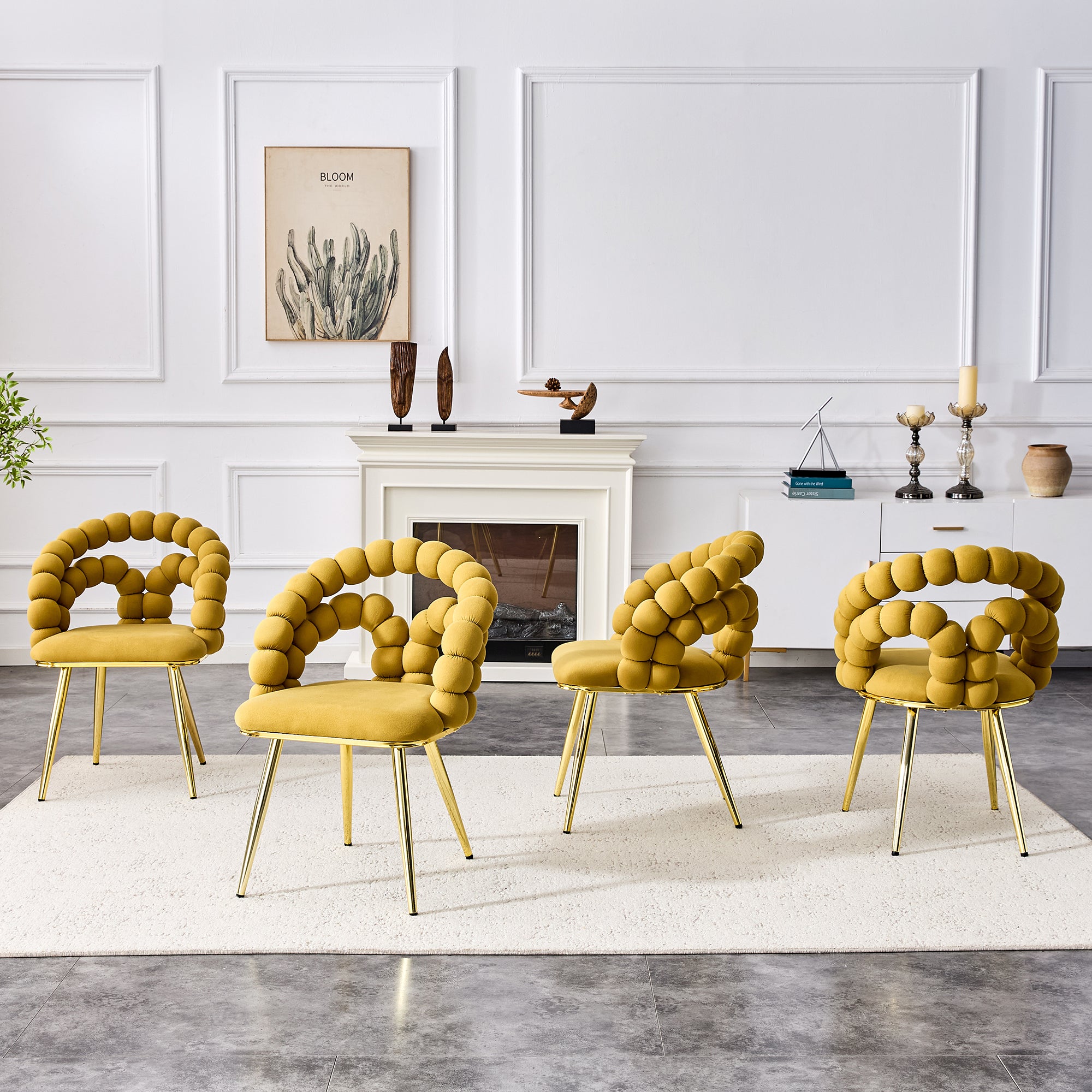 Set of 4 Bubble Velvet Accent Chairs — Luxury Dining