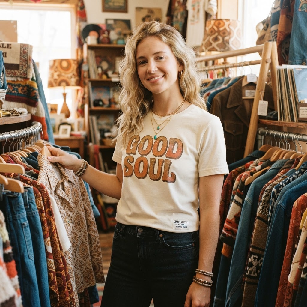 Good Soul Retro Bohemian Tee — Premium 70s Vibe | COLLIN CAMPELL product image