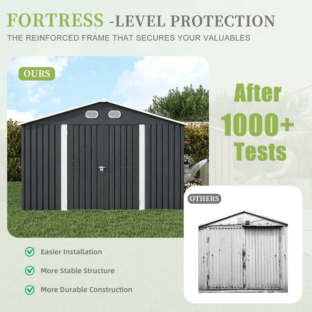 10x12 FT Heavy-Duty Outdoor Metal Storage Shed