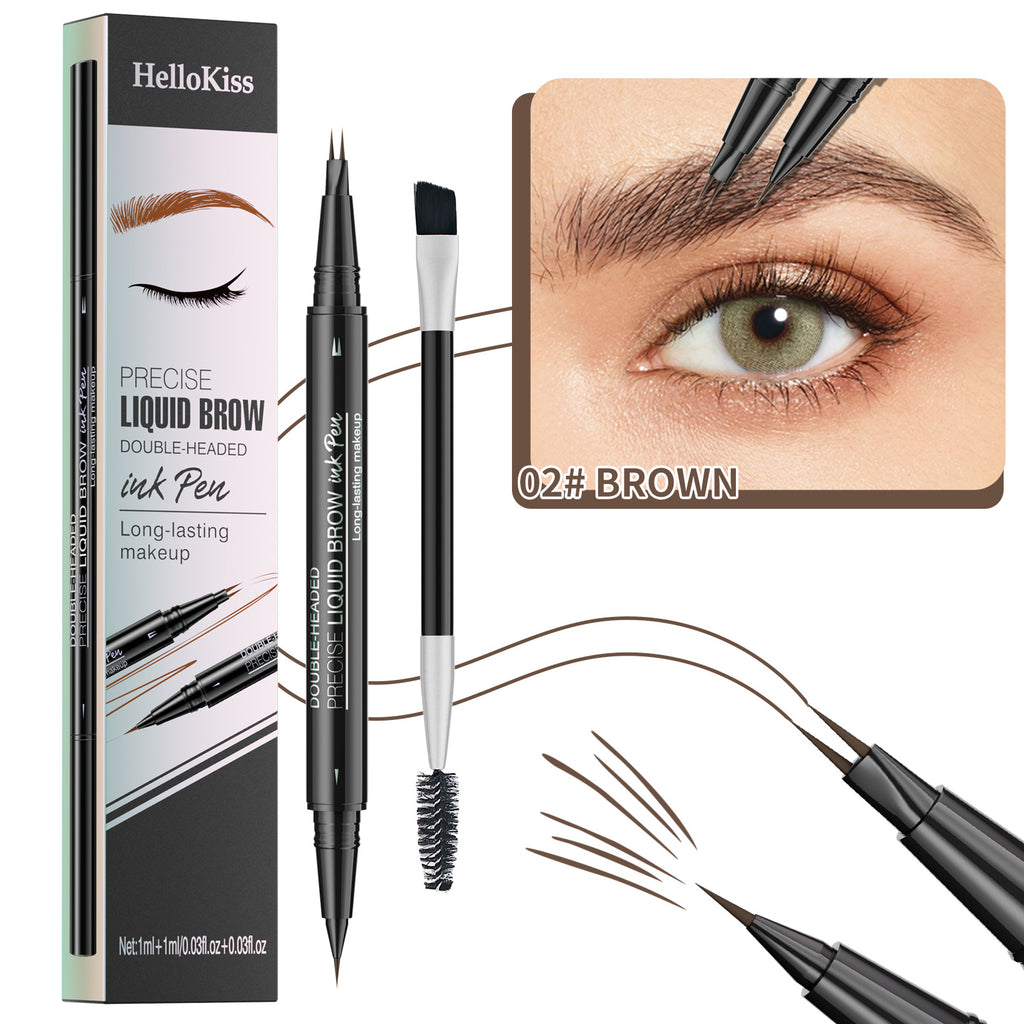 Microblading Eyebrow Pencil ,2-in-1 Dual-Ended Eyebrow Pen With 2-Fork-Tip ,Waterproof Eyebrow Pen, Light Brown,Brown,dark Brown