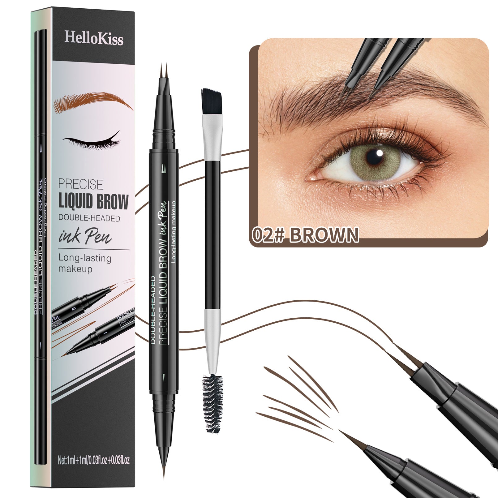 Microblading Eyebrow Pencil ,2-in-1 Dual-Ended Eyebrow Pen With 2-Fork-Tip ,Waterproof Eyebrow Pen, Light Brown,Brown,dark Brown