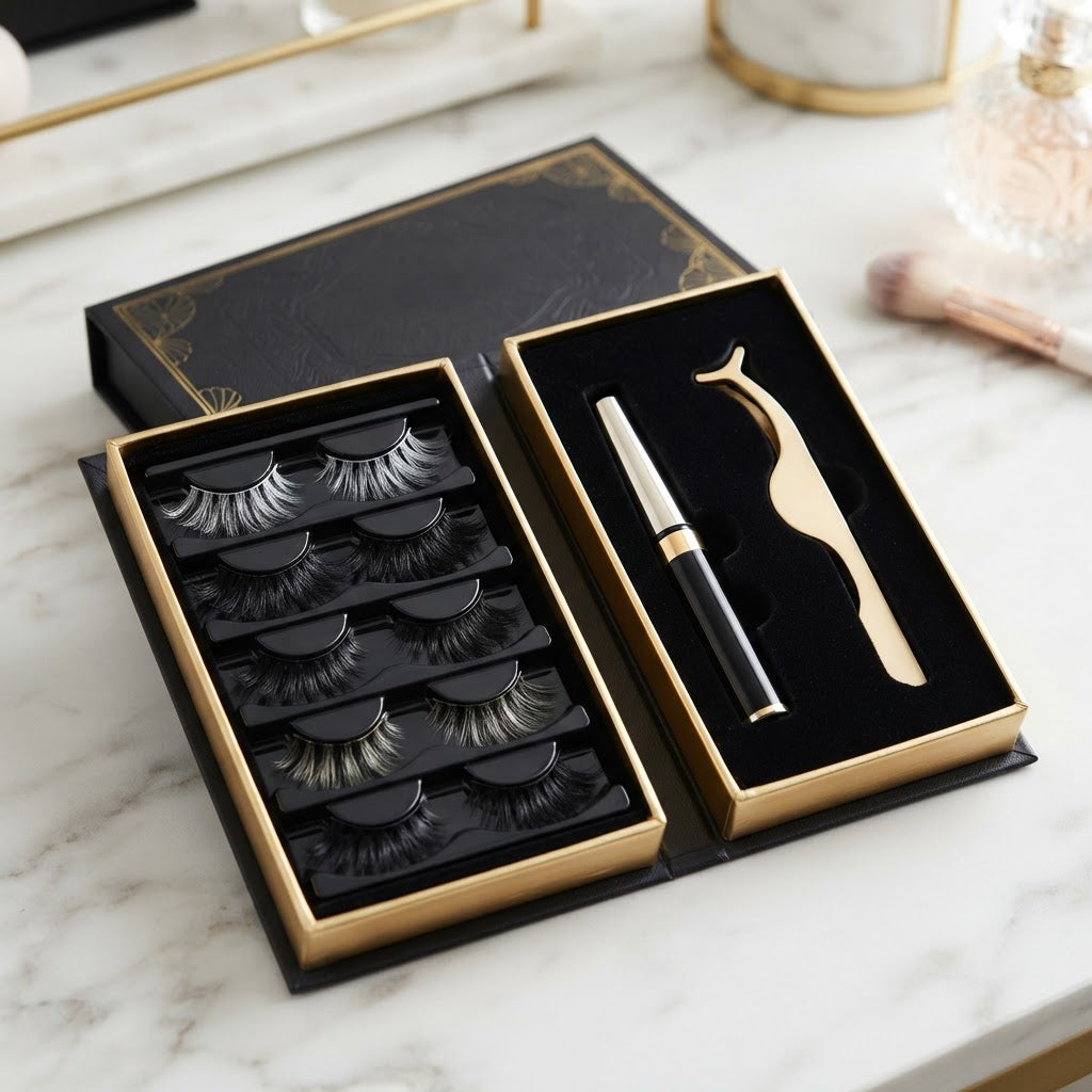 Reusable Magnetic Eyelashes with Magnetic Eyeliner — 5 Pair Luxury Lash Set
