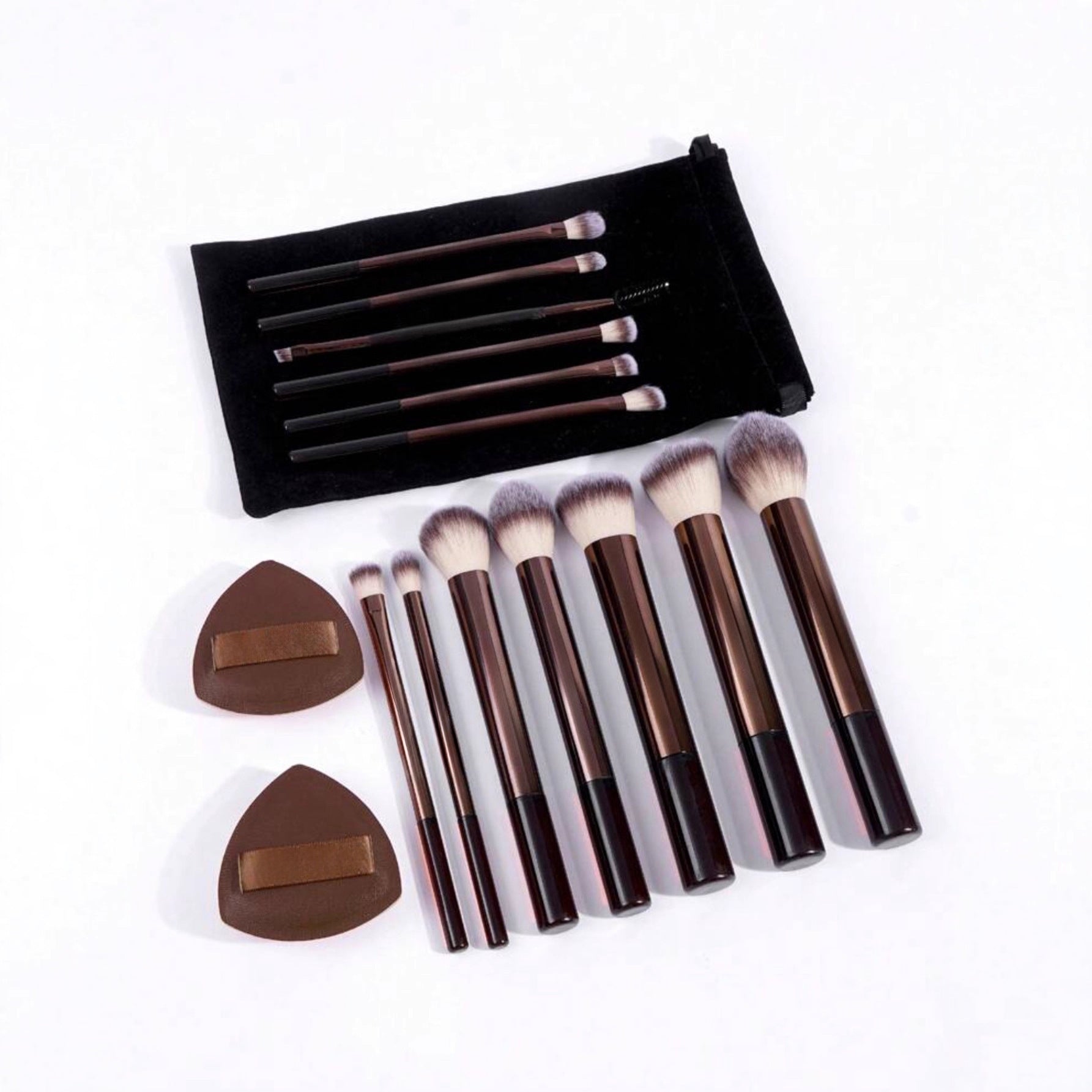Brown Aluminum Tube Makeup Brush Set