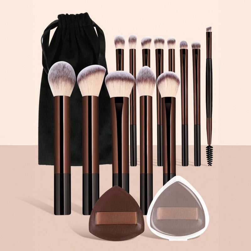 Brown Aluminum Tube Makeup Brush Set