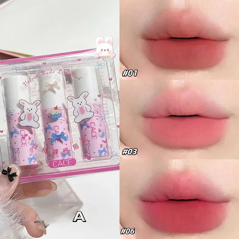5PCS Cigarrette Lipsticks Set Matte Water Light Velvet Lip Glaze Long Lasting Waterproof Lip Gloss Nude Lip Tint Makeup Cosmetic