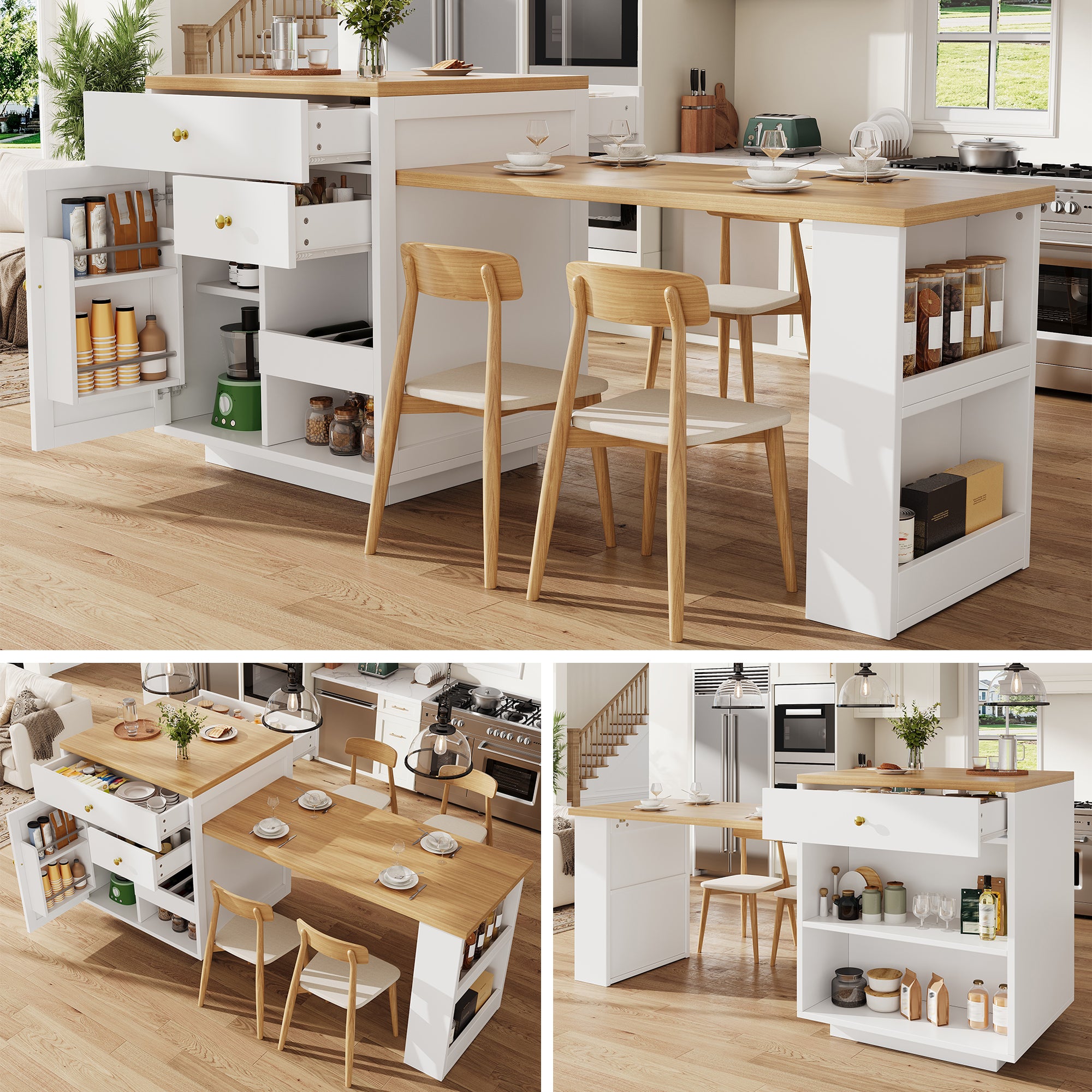 Extendable Bar Table with Storage — 122 to 195cm