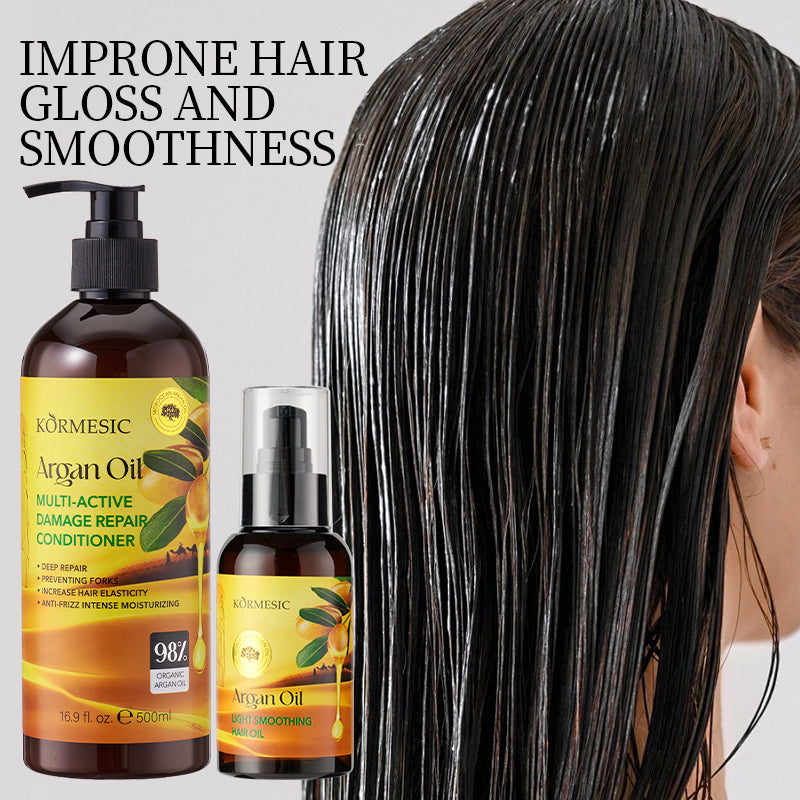 Hair Care Gift Set — Best-selling Hair& BodyOil 60ml Nat + Head Massager Automatic Scalp Massa + KORMESIC Moroccan Argan Oil Lightwe
