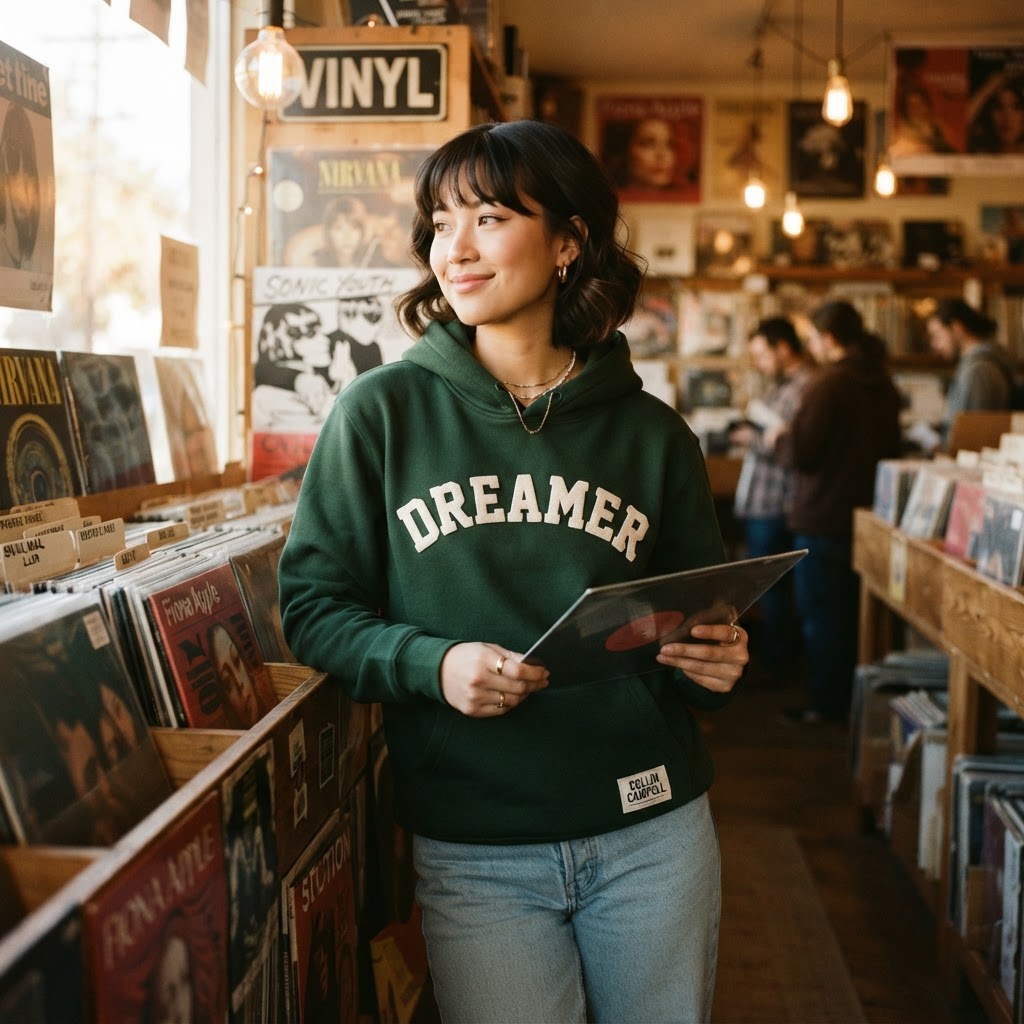 Dreamer Varsity Hoodie — Premium Retro 90s Aesthetic | COLLIN CAMPELL product image