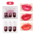 3Pcs/Box Tint Dyeing Liquid Lipstick Set Waterproof Mirror Lip Gloss Water Lip Tint Non-Sticky Lip Eye Cheek Makeup Cosmetic