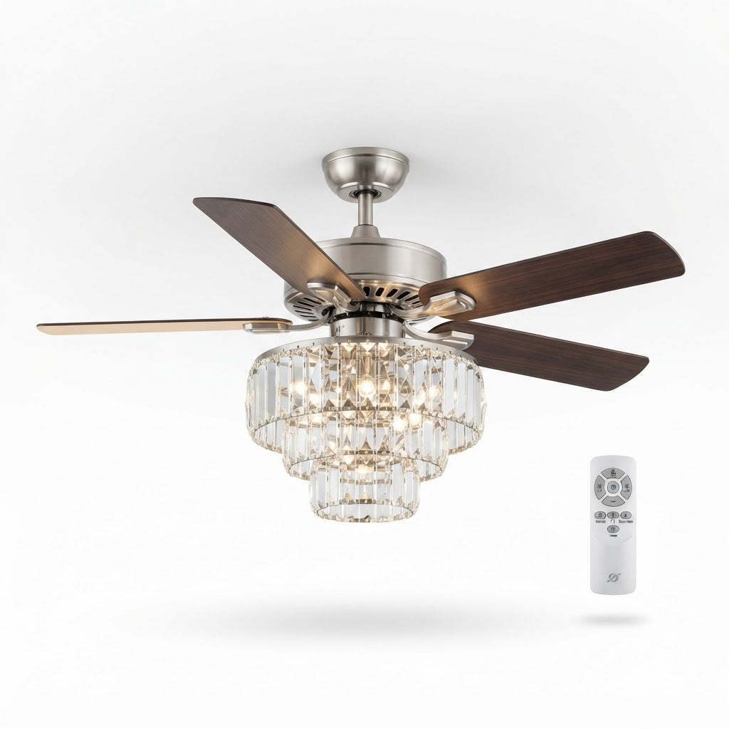 Ceiling Fan with Light Kit & Remote — Dimmable 3000-6500K