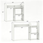 Expandable Desktop Bookshelf Organizer, 26inch-38inch Adjustable Length Countertop Storage Hutch With Anti-Toppling Design, Engineered Wood Desk Shelf For Office Home Decor - White