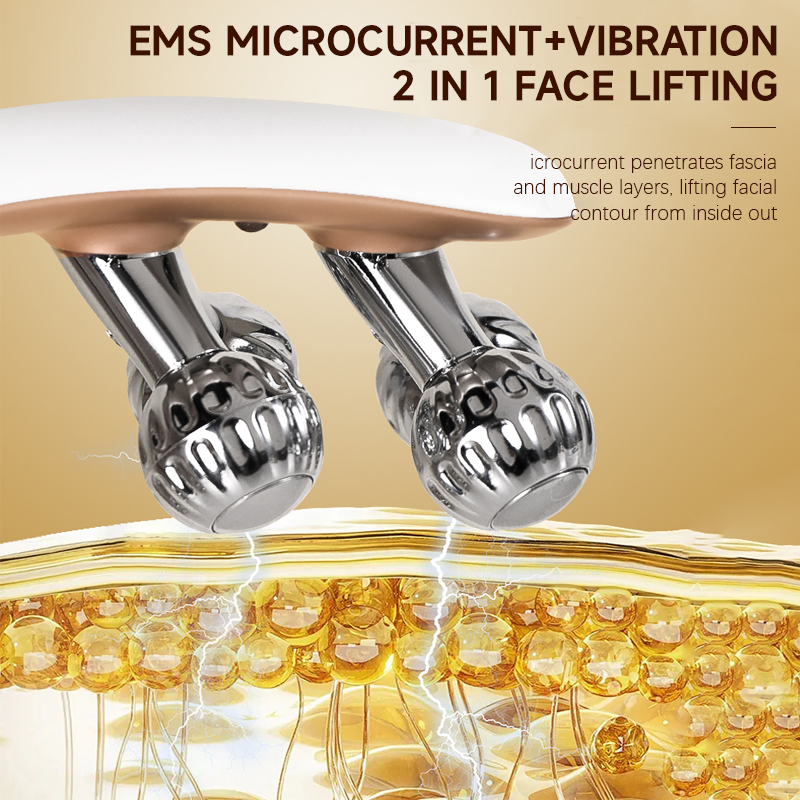 V-Shaped Face Contour Massager EMS Microcurrent Roller With LED Light  Multi-Purpose Beauty Tool For Daily Skin Care