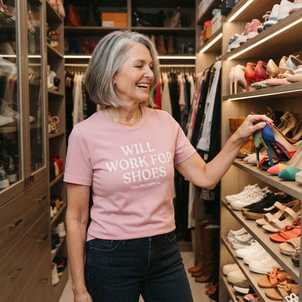 Will Work for Shoes — Premium T-Shirt | COLLIN CAMPELL product image