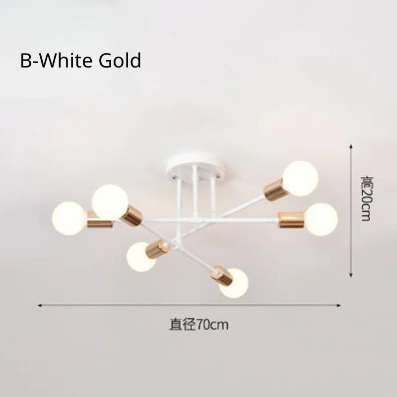 Dropshipping Modern Sputnik Chandelier Nordic Semi Flush Mount Ceiling Lamp Brushed Antique Gold Home Decor Lighting ...