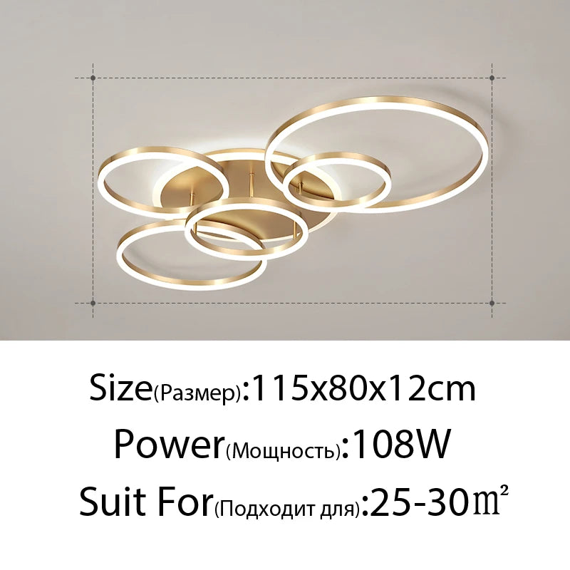 Modern LED Ceiling Chandelier Lighting For Living Study Room Bedroom Dimmable Home Gold Black Indoor Lighting decorat...