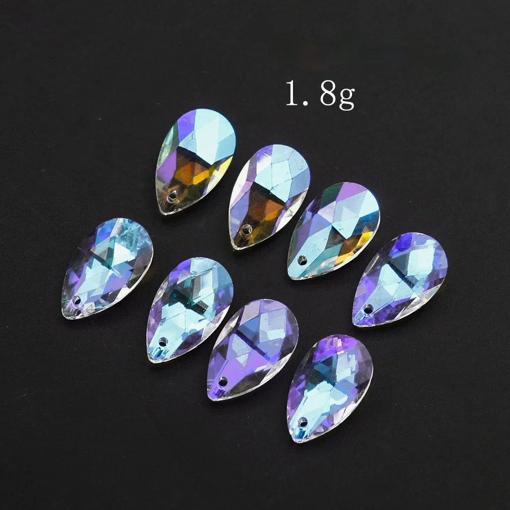 20PCS AB Color Tear Drop Crystal Prism Faceted Hanging Decorations Suncatcher Glass Chandelier Parts DIY Pendant Jewelry Making