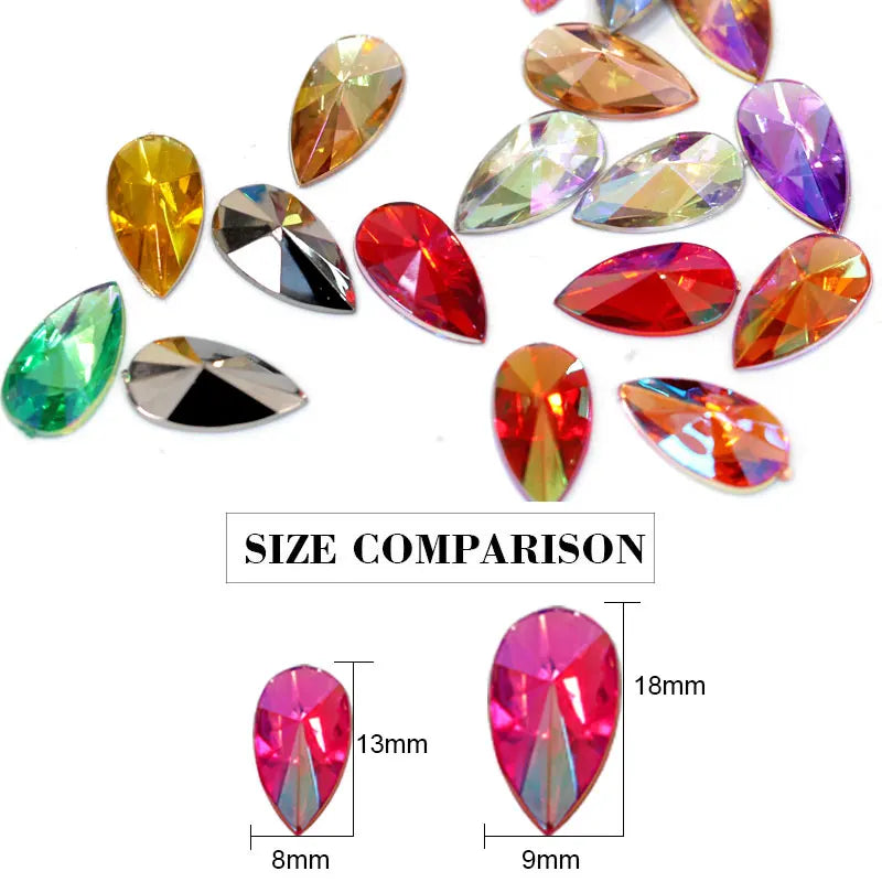 Teardrop Acrylic Non Hot Fix Rhinestones Flatback Pointed Droplet Acrylic стразы Nail Art Rhinestone Nail Art Decorations F0164