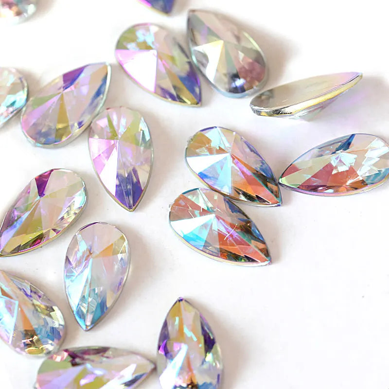 Teardrop Acrylic Non Hot Fix Rhinestones Flatback Pointed Droplet Acrylic стразы Nail Art Rhinestone Nail Art Decorations F0164