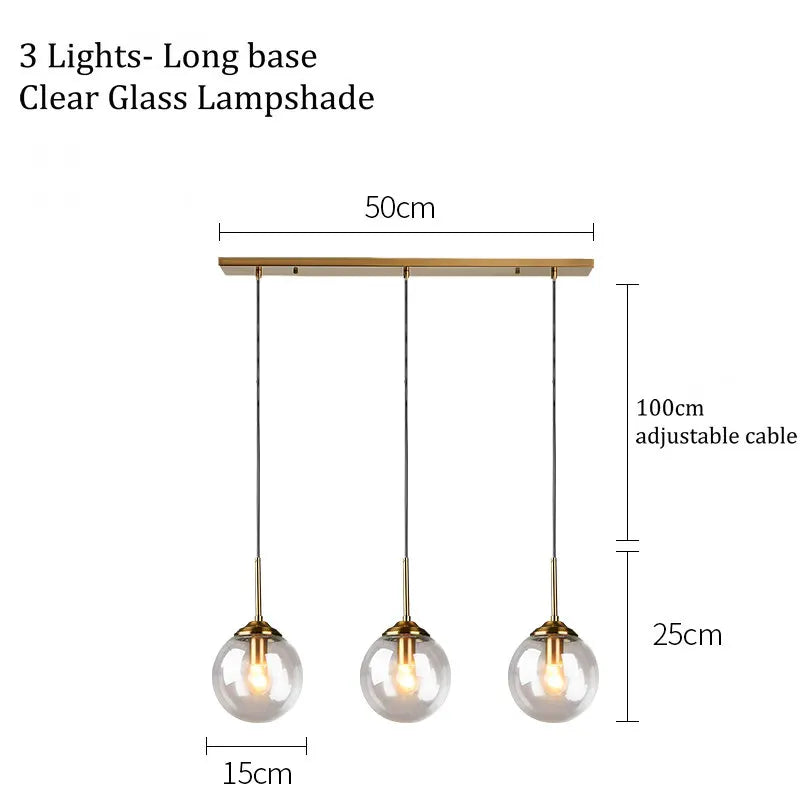 Amber Smoke Gray Clear Glass Pendant Lamp LED Hanging Light for Dining Room Table Kicthen Island Bedroom Bedside Lighting