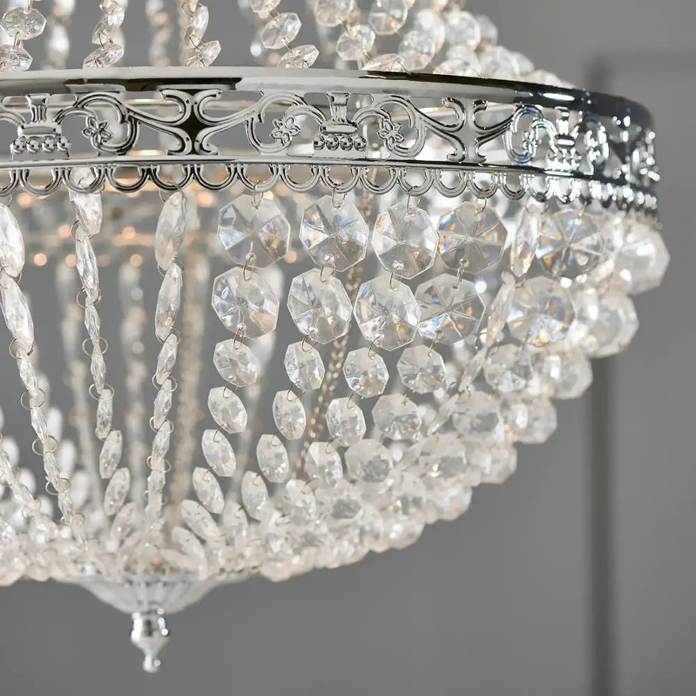 Premium Vintage Crystal Chandelier Ceiling Light Shade Drop Light Easy Fitting Charlotte Pendant Lampshade Without co...