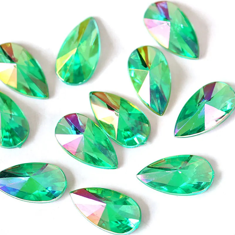 Teardrop Acrylic Non Hot Fix Rhinestones Flatback Pointed Droplet Acrylic стразы Nail Art Rhinestone Nail Art Decorations F0164