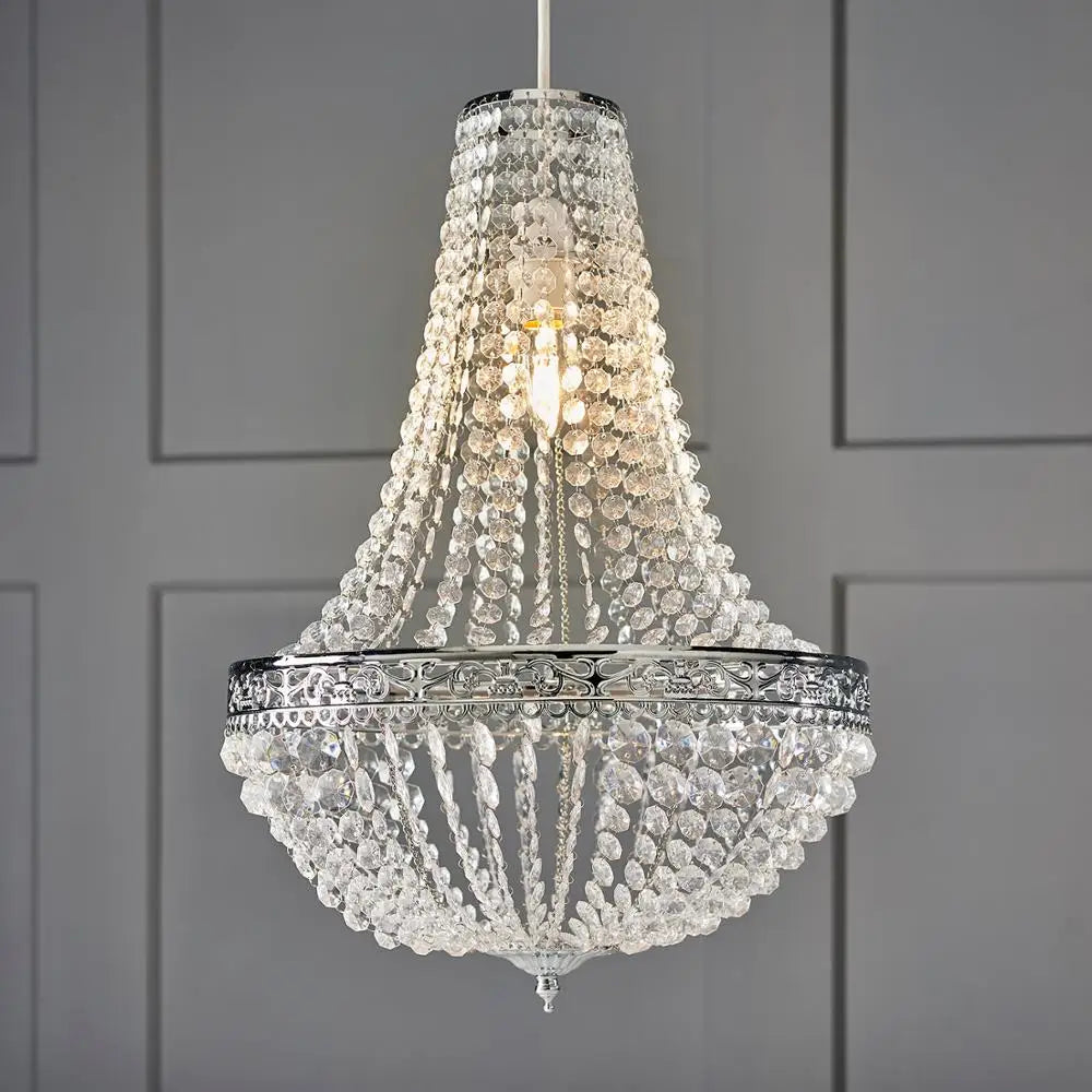 Premium Vintage Crystal Chandelier Ceiling Light Shade Drop Light Easy Fitting Charlotte Pendant Lampshade Without co...