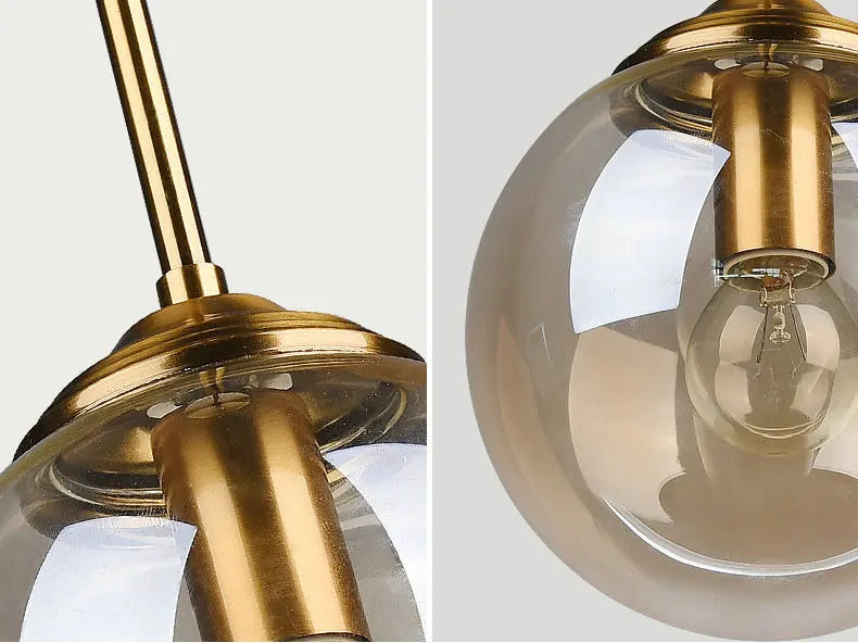 Amber Smoke Gray Clear Glass Pendant Lamp LED Hanging Light for Dining Room Table Kicthen Island Bedroom Bedside Lighting