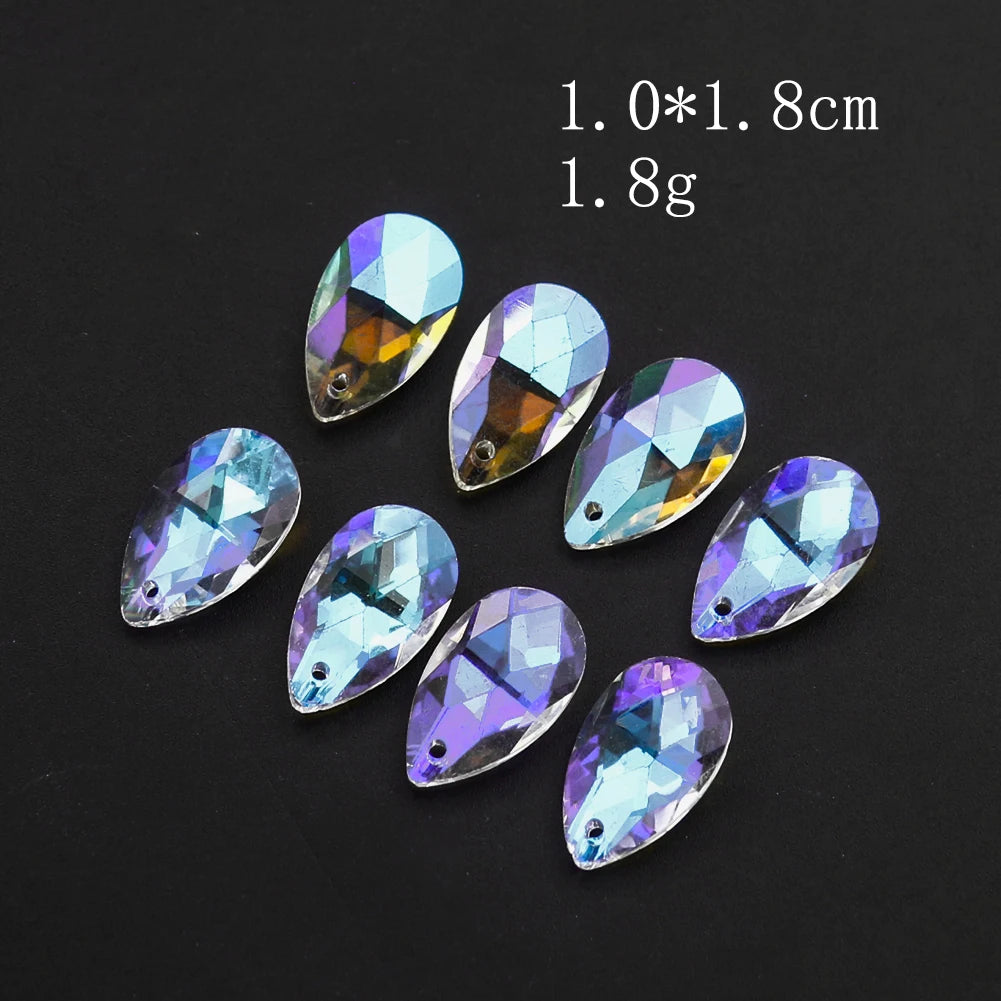 20PCS AB Color Tear Drop Crystal Prism Faceted Hanging Decorations Suncatcher Glass Chandelier Parts DIY Pendant Jewelry Making
