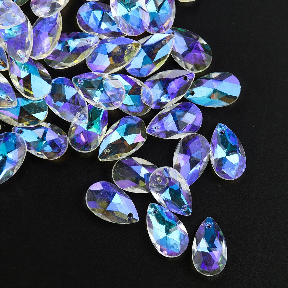 20PCS AB Color Tear Drop Crystal Prism Faceted Hanging Decorations Suncatcher Glass Chandelier Parts DIY Pendant Jewelry Making