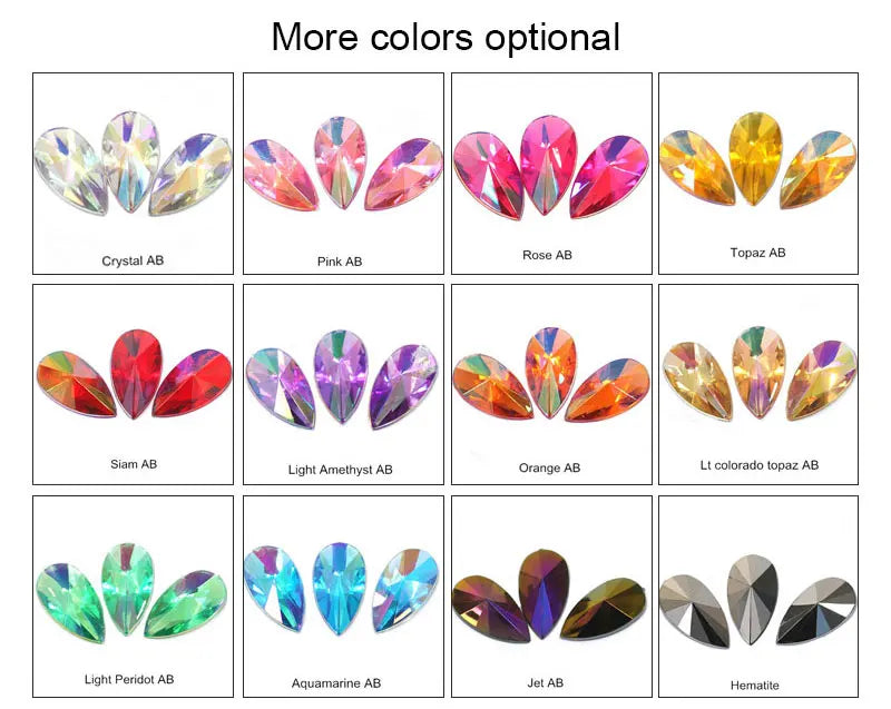 Teardrop Acrylic Non Hot Fix Rhinestones Flatback Pointed Droplet Acrylic стразы Nail Art Rhinestone Nail Art Decorations F0164