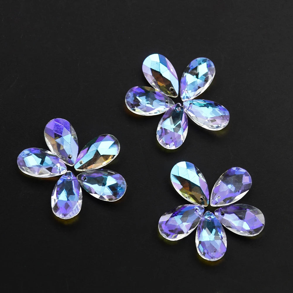 20PCS AB Color Tear Drop Crystal Prism Faceted Hanging Decorations Suncatcher Glass Chandelier Parts DIY Pendant Jewelry Making