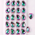 Glass Crystal Water Drop Shape 3 Sizes Rainbow & Jelly Candy AB Colors Point Back Glue On Rhinestone Beads Applique DIY Trim