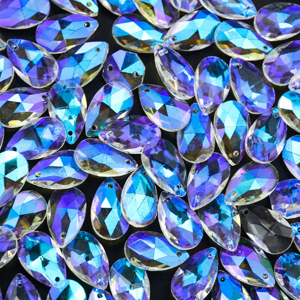 20PCS AB Color Tear Drop Crystal Prism Faceted Hanging Decorations Suncatcher Glass Chandelier Parts DIY Pendant Jewelry Making