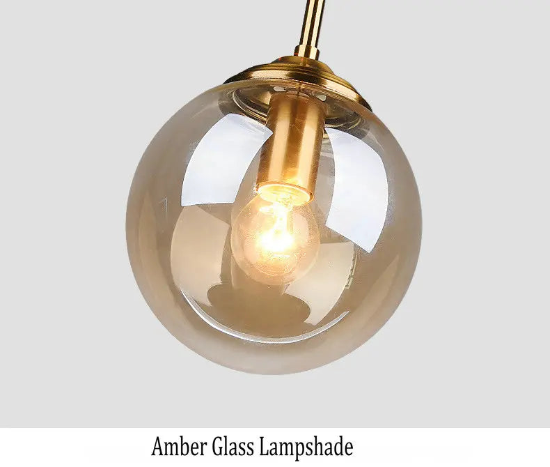 Amber Smoke Gray Clear Glass Pendant Lamp LED Hanging Light for Dining Room Table Kicthen Island Bedroom Bedside Lighting