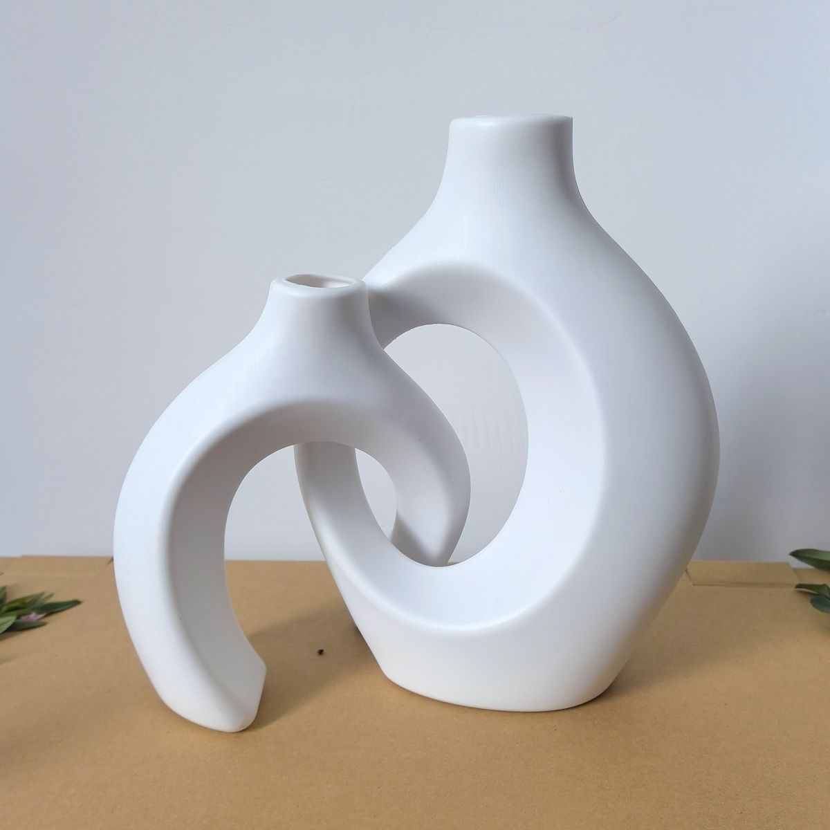 European Style White Plastic Vase Set Simple Creative Home Decor for Living Room Entryway TV Cabinet