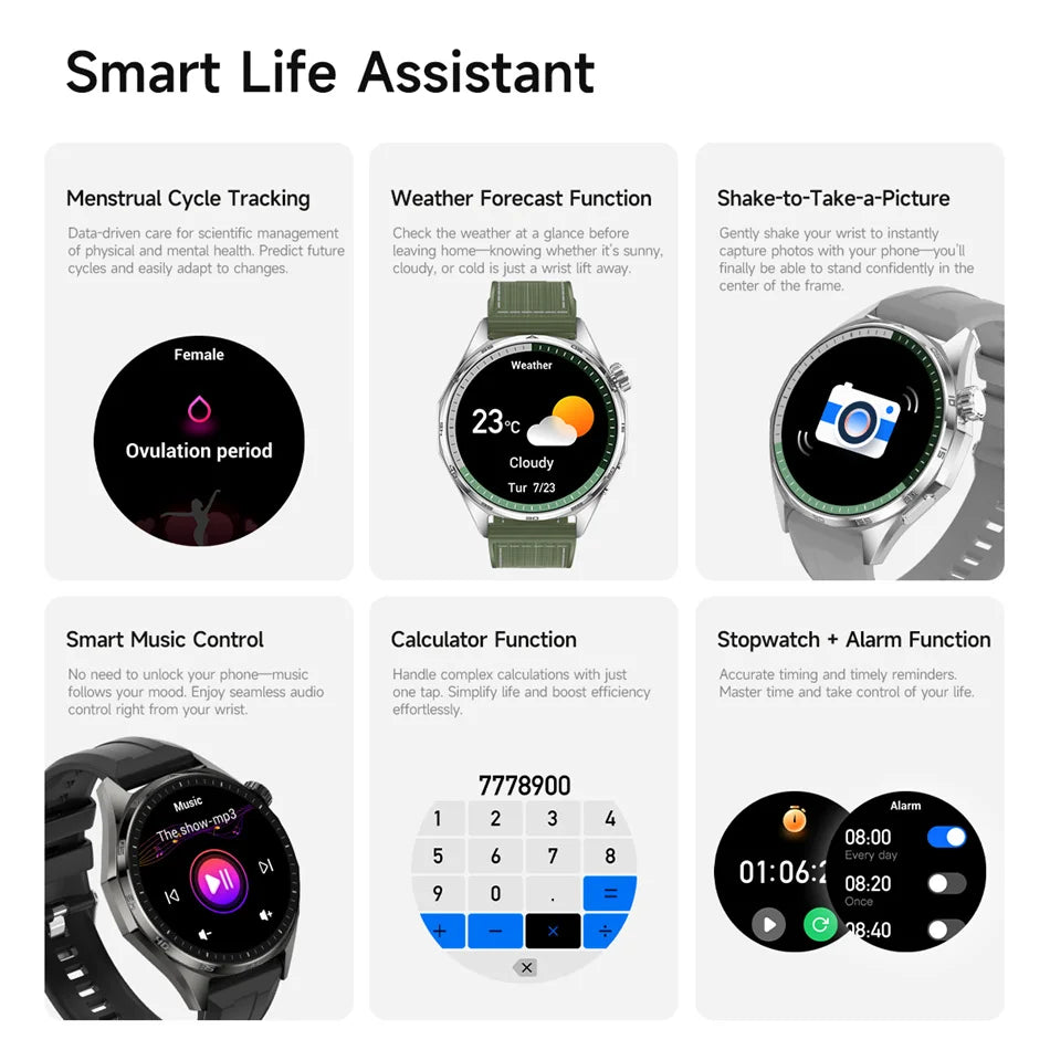 2026 New Bluetooth Call Smart Watch Men 1.53-inch AMOLED HD Screen Sports IP68 Waterproof Heart Rate Smartwatch Watch 6 Pro