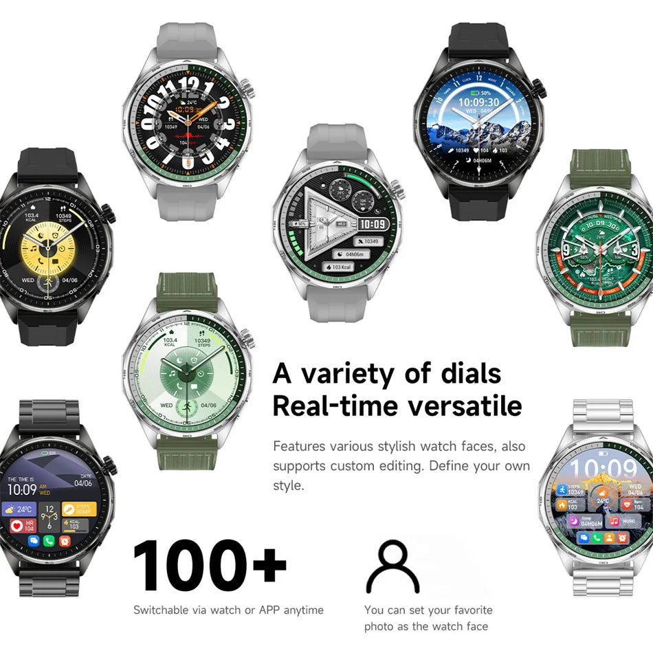 2026 New Bluetooth Call Smart Watch Men 1.53-inch AMOLED HD Screen Sports IP68 Waterproof Heart Rate Smartwatch Watch 6 Pro