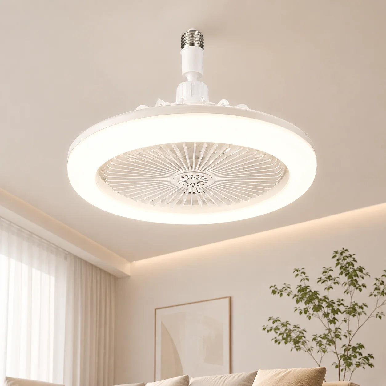3 in 1 E27 Ceiling Fan Light with Remote Control Rotatable LED Lamp Converter Base for Bedroom Li...