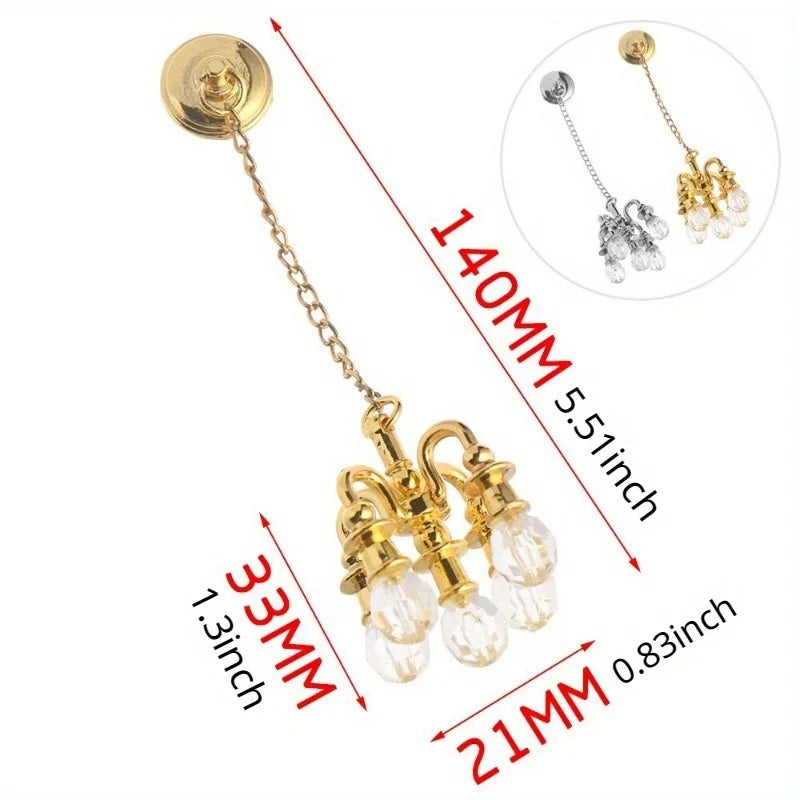 1:12 Scale Vintage Chandelier Mini Furniture Toy Playing House Miniature Dollhouse Ornament Ceiling Lamp Model Doll Accessories