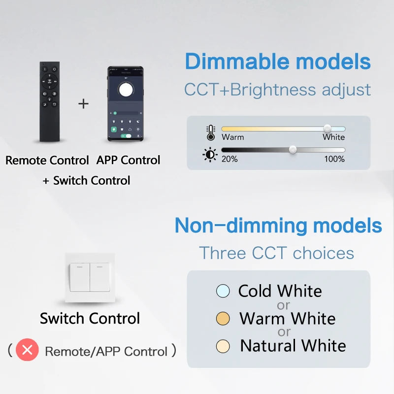 50CM Large Ceiling lamp Smart APP/ Remote Control Dimmable for Bedroom 48W Ceiling Lights AC 110/...